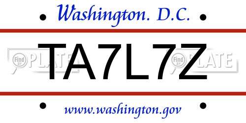 TA7L7Z District Of Columbia License Plate
