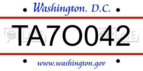TA7O042 District Of Columbia License Plate