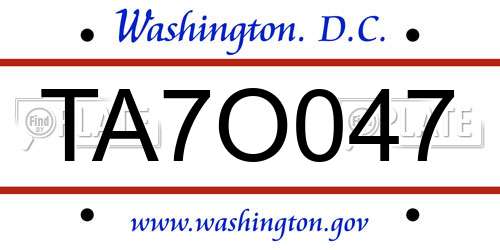 TA7O047 District Of Columbia License Plate