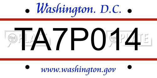 TA7P014 District Of Columbia License Plate
