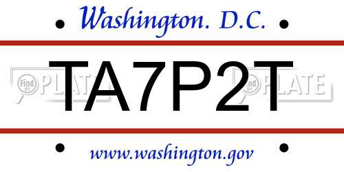 TA7P2T District Of Columbia License Plate