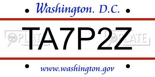 TA7P2Z District Of Columbia License Plate
