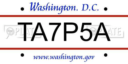 TA7P5A District Of Columbia License Plate