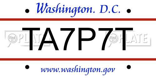 TA7P7T District Of Columbia License Plate