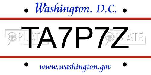 TA7P7Z District Of Columbia License Plate