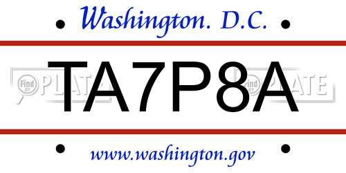 TA7P8A District Of Columbia License Plate