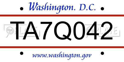TA7Q042 District Of Columbia License Plate