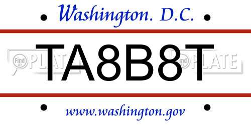 TA8B8T District Of Columbia License Plate