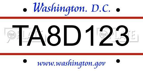 TA8D123 District Of Columbia License Plate