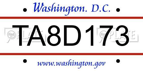 TA8D173 District Of Columbia License Plate