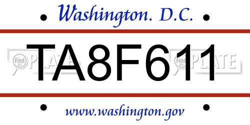 TA8F611 District Of Columbia License Plate