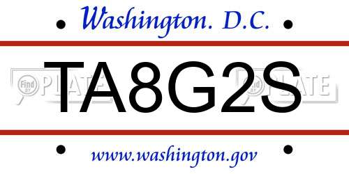 TA8G2S District Of Columbia License Plate