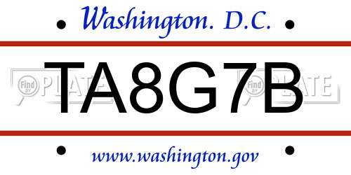 TA8G7B District Of Columbia License Plate