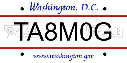 TA8M0G District Of Columbia License Plate