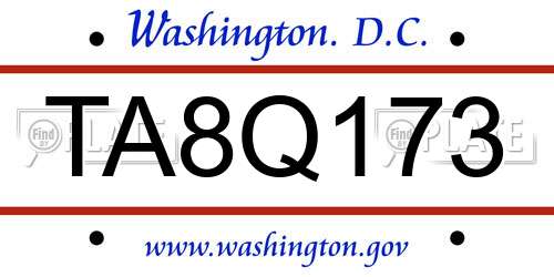 TA8Q173 District Of Columbia License Plate