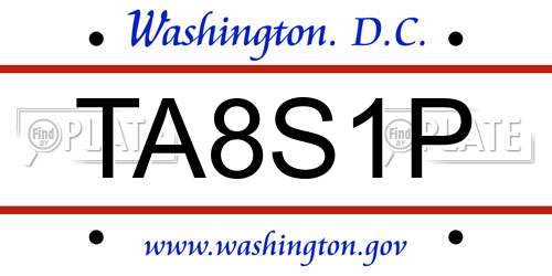 TA8S1P District Of Columbia License Plate