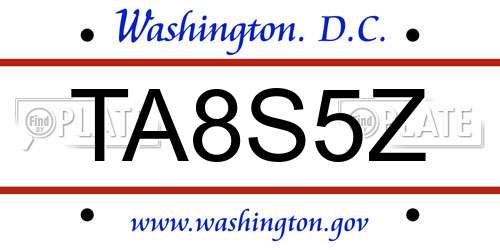 TA8S5Z District Of Columbia License Plate