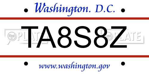 TA8S8Z District Of Columbia License Plate