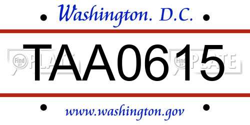 TAA0615 District Of Columbia License Plate
