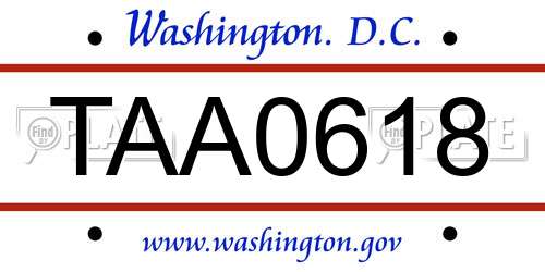TAA0618 District Of Columbia License Plate