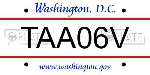 TAA06V District Of Columbia License Plate