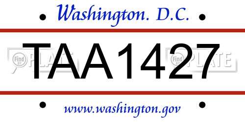 TAA1427 District Of Columbia License Plate