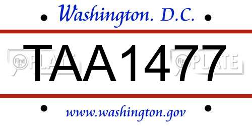 TAA1477 District Of Columbia License Plate