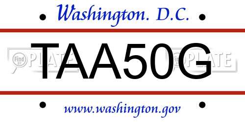 TAA50G District Of Columbia License Plate