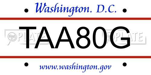 TAA80G District Of Columbia License Plate