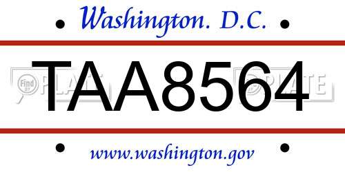 TAA8564 District Of Columbia License Plate