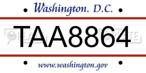 TAA8864 District Of Columbia License Plate