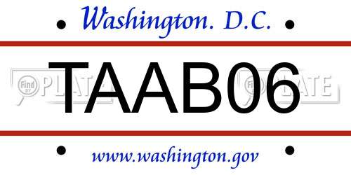 TAAB06 District Of Columbia License Plate