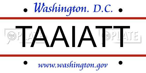 TAAIATT District Of Columbia License Plate