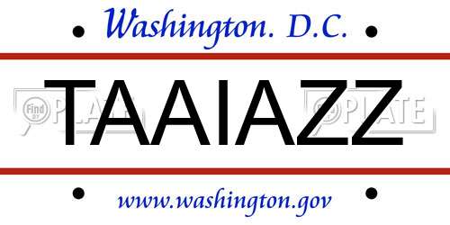 TAAIAZZ District Of Columbia License Plate