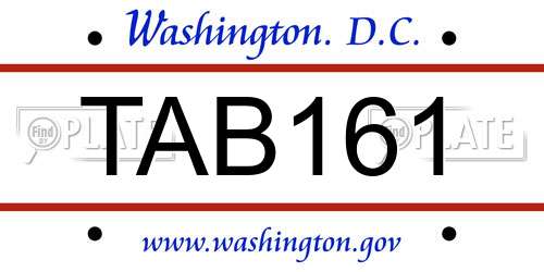 TAB161 District Of Columbia License Plate