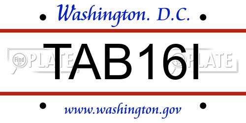 TAB16I District Of Columbia License Plate