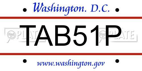 TAB51P District Of Columbia License Plate