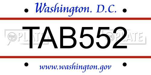 TAB552 District Of Columbia License Plate