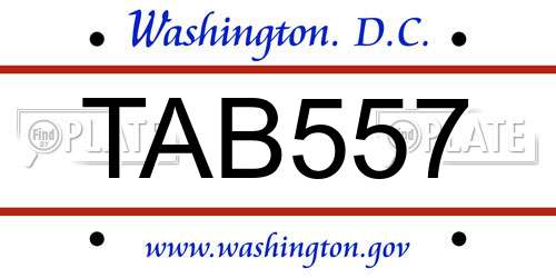 TAB557 District Of Columbia License Plate