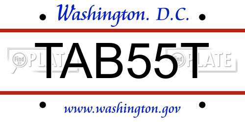 TAB55T District Of Columbia License Plate