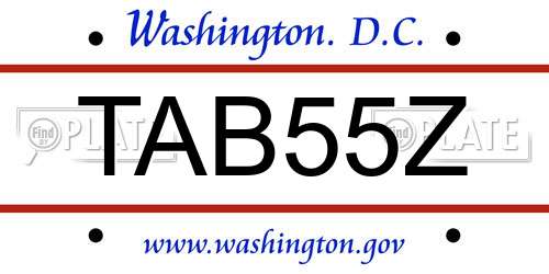 TAB55Z District Of Columbia License Plate