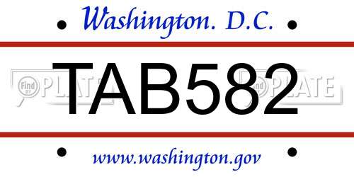 TAB582 District Of Columbia License Plate