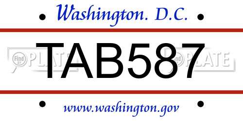 TAB587 District Of Columbia License Plate