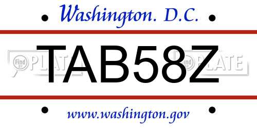 TAB58Z District Of Columbia License Plate