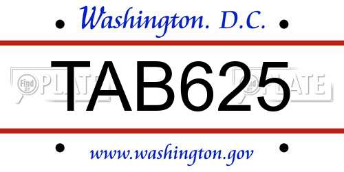 TAB625 District Of Columbia License Plate