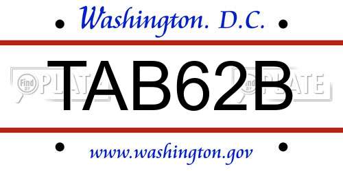 TAB62B District Of Columbia License Plate