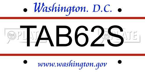 TAB62S District Of Columbia License Plate