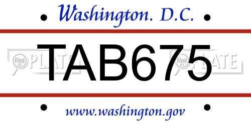 TAB675 District Of Columbia License Plate