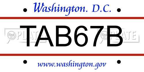 TAB67B District Of Columbia License Plate