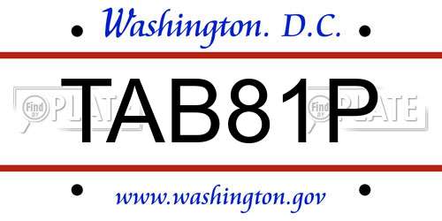 TAB81P District Of Columbia License Plate